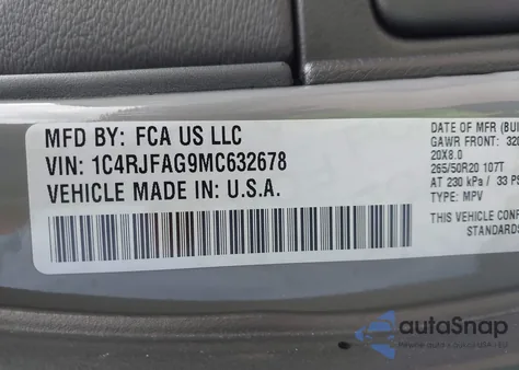 2021 Jeep Grand Cherokee Laredo X 4X4 from USA, damaged, VIN 1C4RJFAG9MC632678